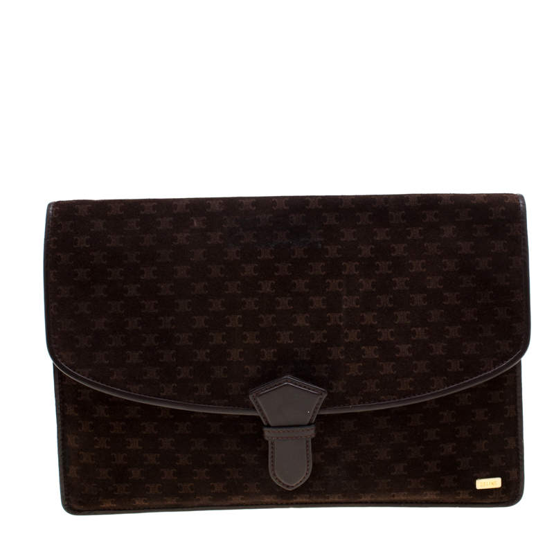 Pre Owned Celine Brown Suede and Leather Clutch