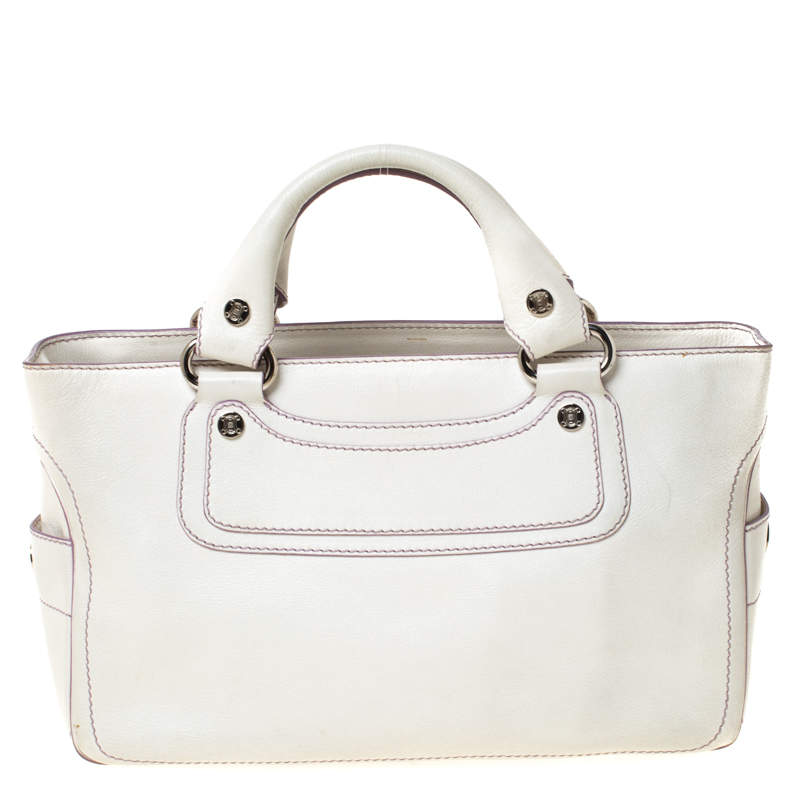 Celine White Lavender Leather Boogie Tote Celine TLC