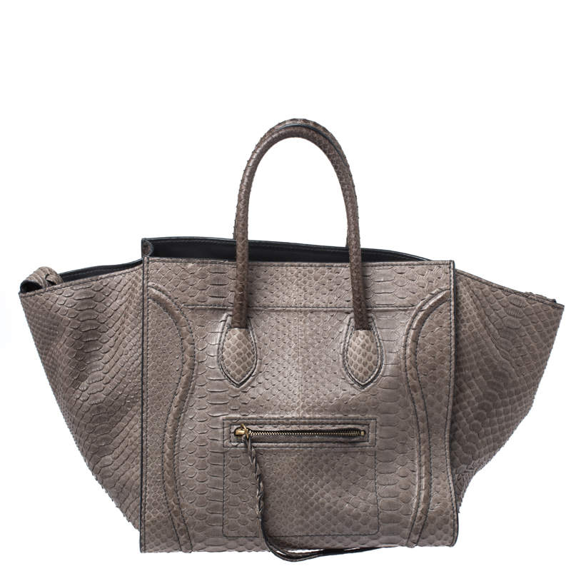 Pre Owned Celine Grey Python Medium Phantom Luggage Tote