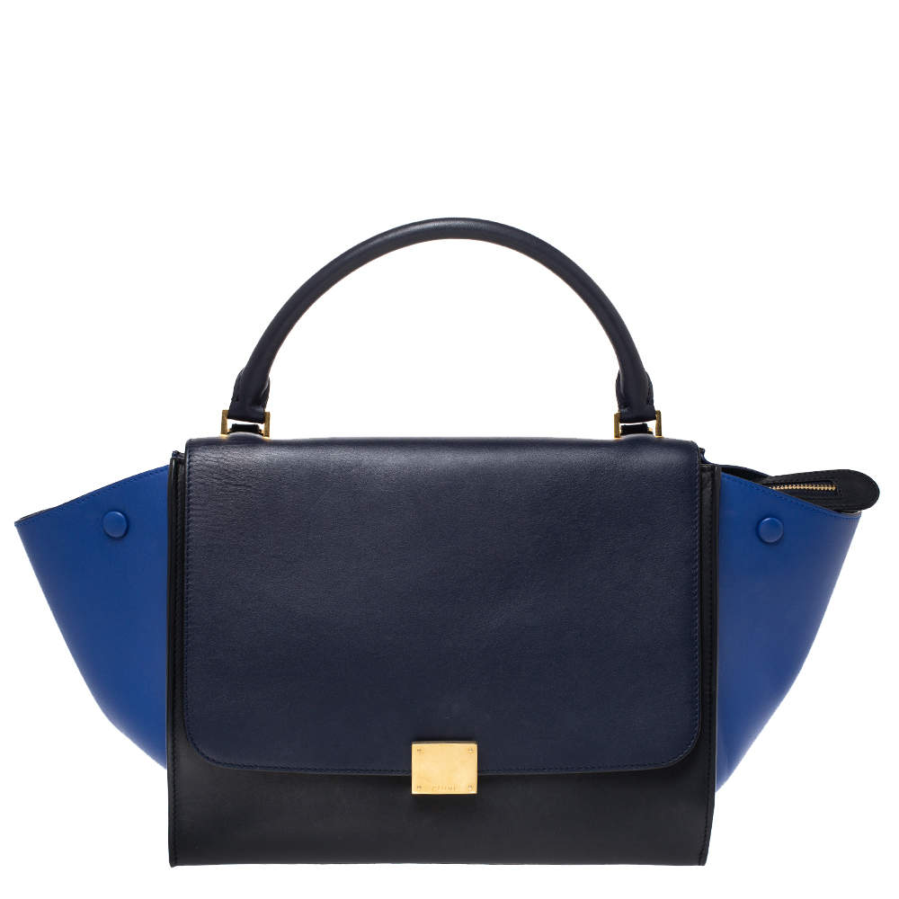 Pre Owned Celine Tri Color Leather Medium Trapeze Bag