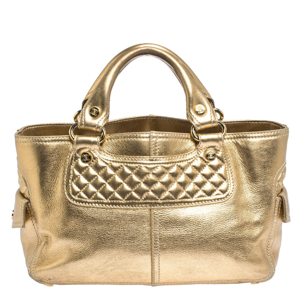 Pre Owned Celine Metallic Gold Leather Boogie Tote
