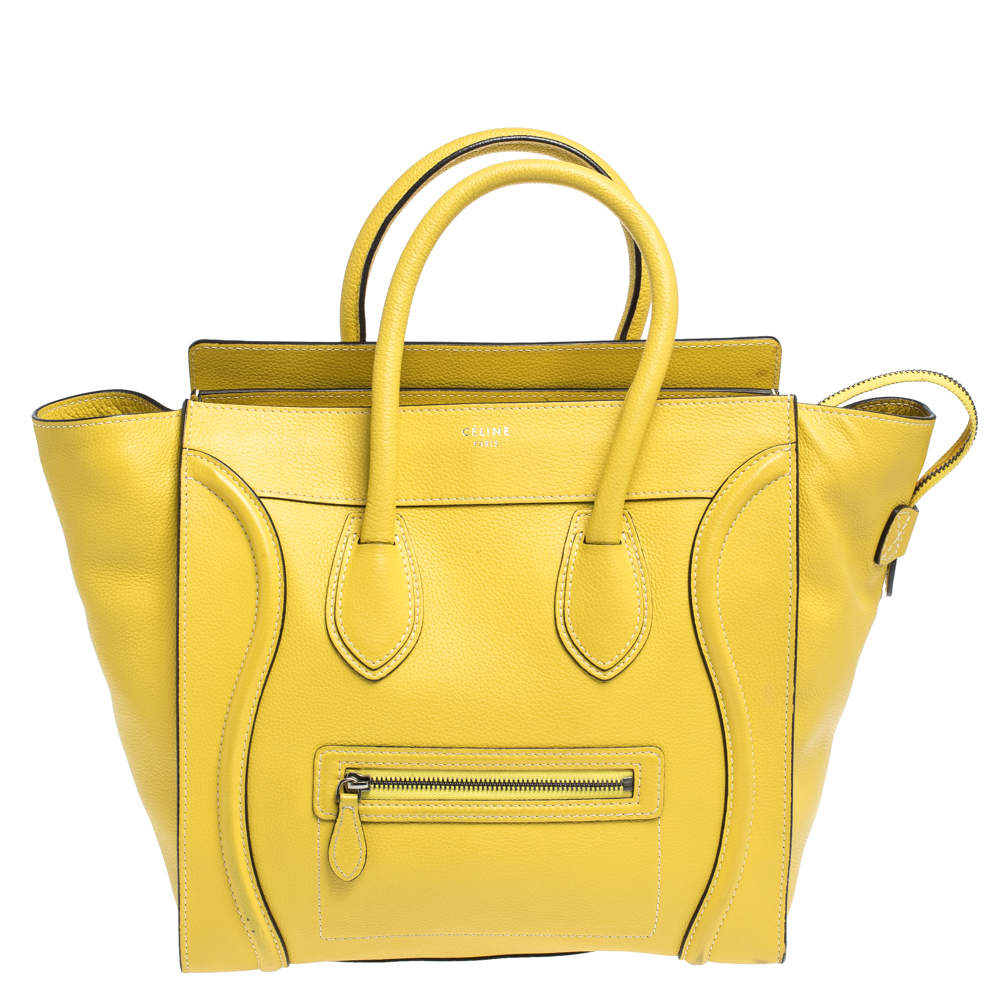مملوكة مسبقًا Celine Yellow Leather Mini Luggage Tote 