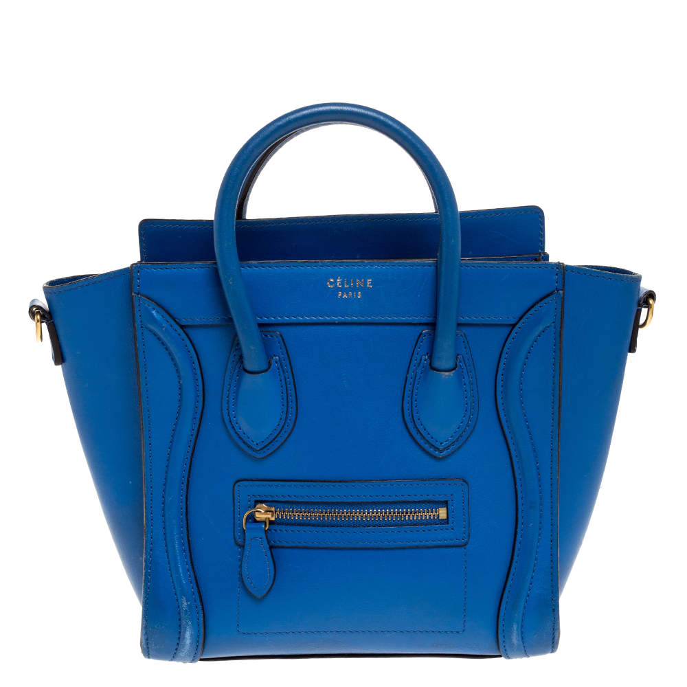 Celine Blue Leather Nano Luggage Tote Celine | The Luxury Closet