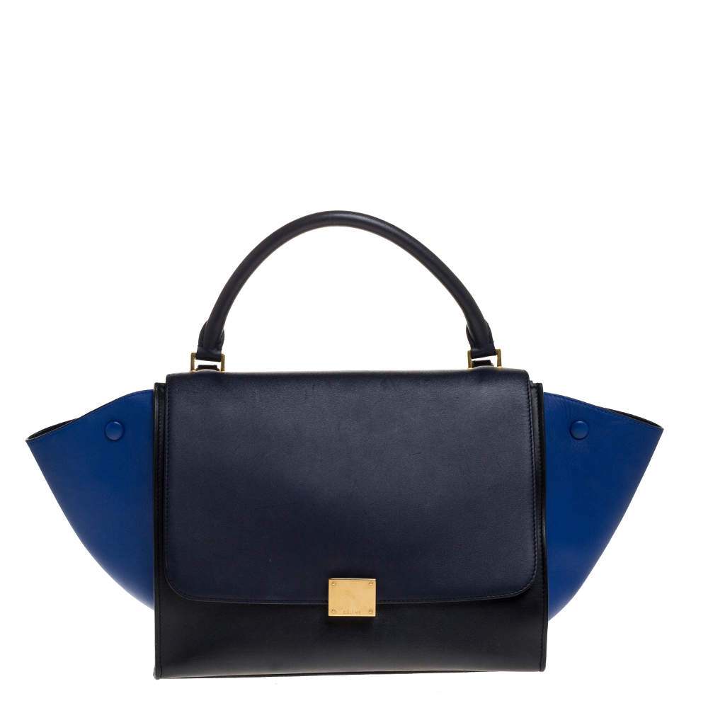 Pre Owned Celine Tri Color Leather Medium Trapeze Bag