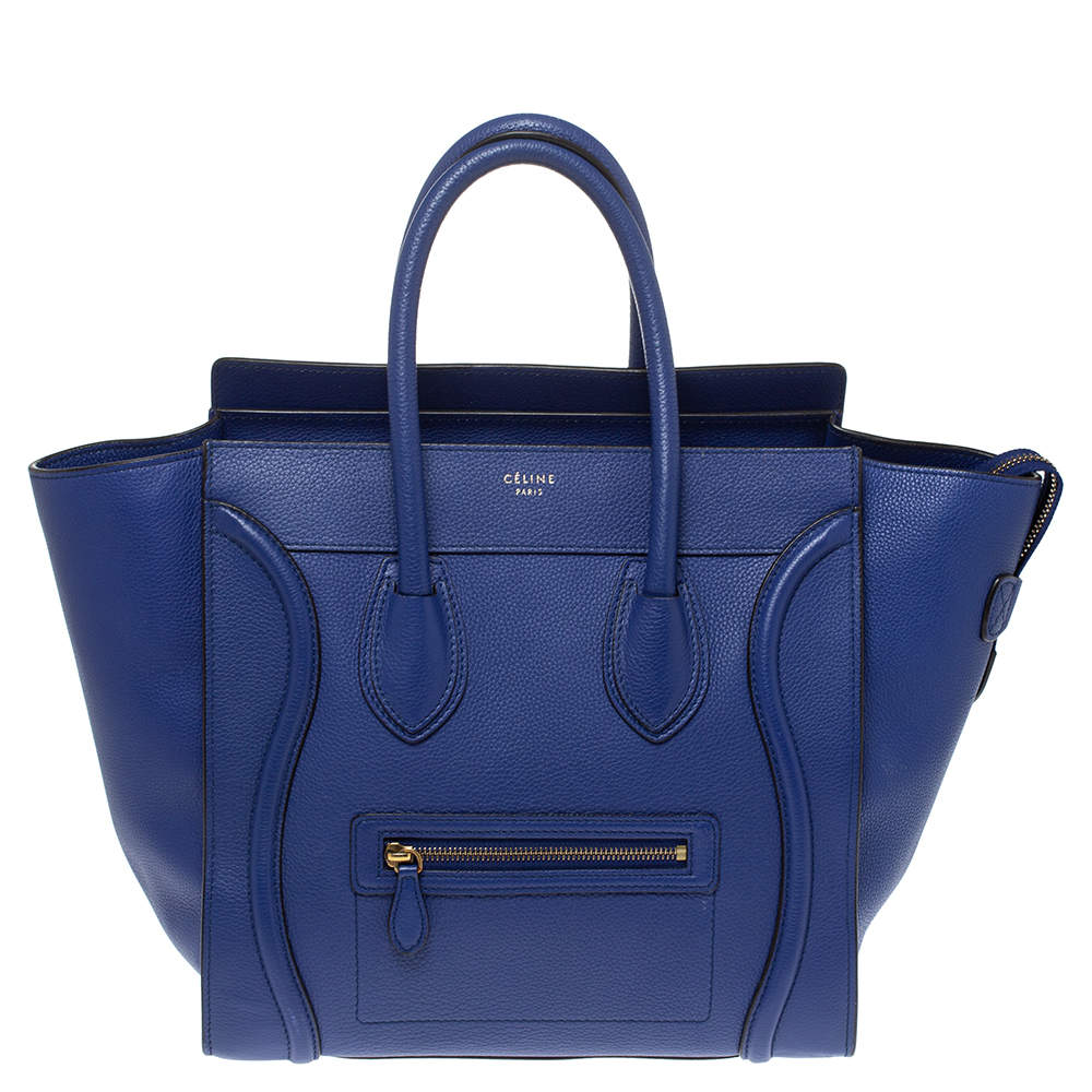 Pre Owned Celine Blue Leather Mini Luggage Tote