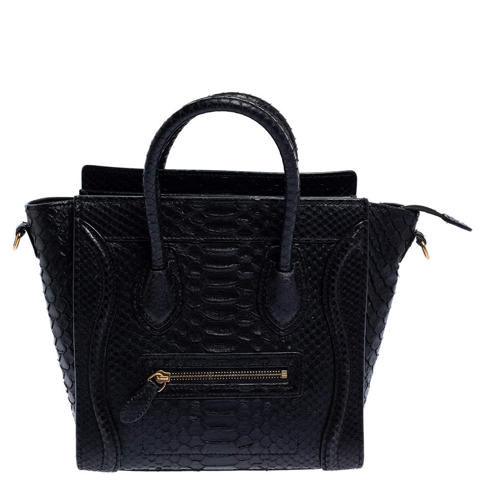 Pre Owned حقيبة سيلين نانو لاغيدج جلد و جلد ثعبان ثلاثي اللون