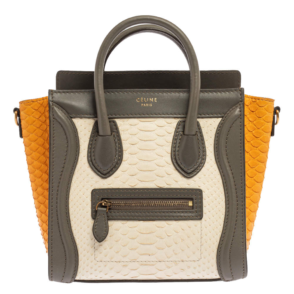 مملوكة مسبقًا Celine Tri Color Python and Leather Nano Luggage Tote