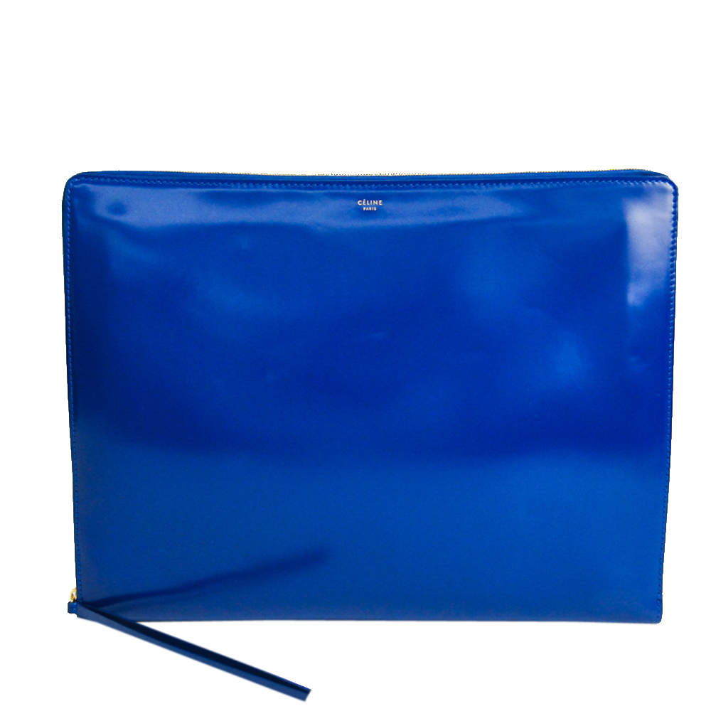 Pre Owned Celine Blue Leather Clutch Bag