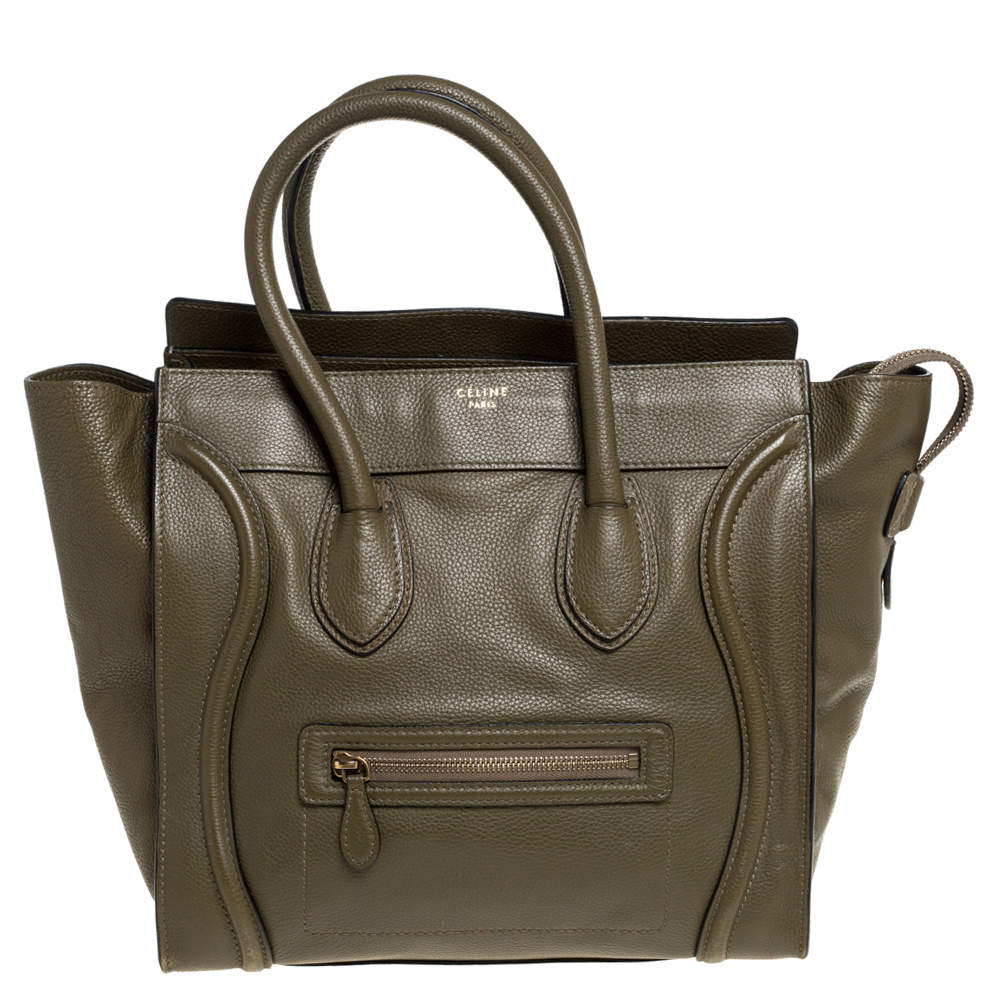 Celine Olive Green Leather Mini Luggage Tote Celine | The Luxury Closet