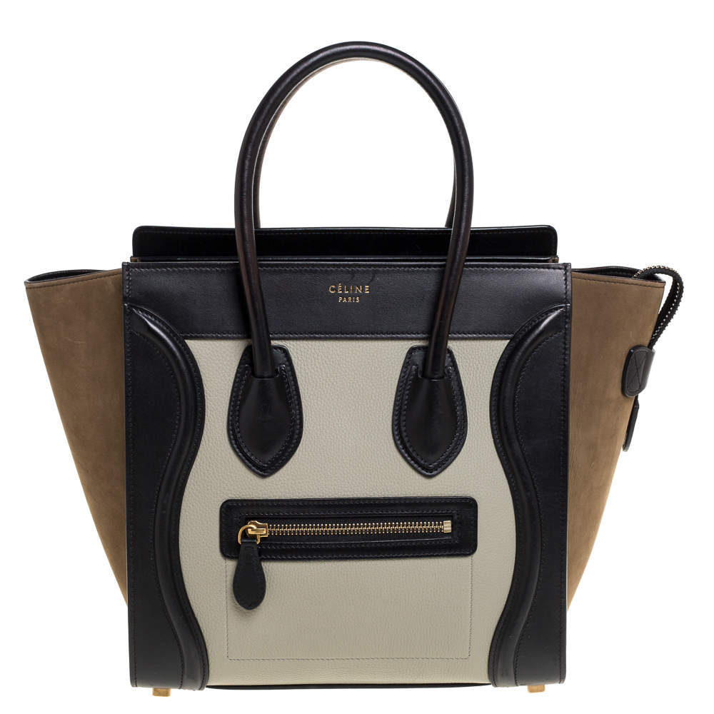مملوكة مسبقًا Celine Tri Color Nubuck and Leather Micro Luggage Tote