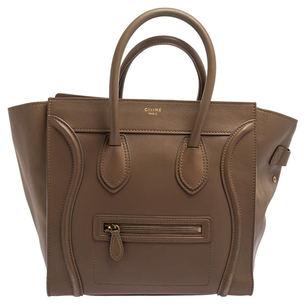 Celine Beige Leather Mini Luggage Tote