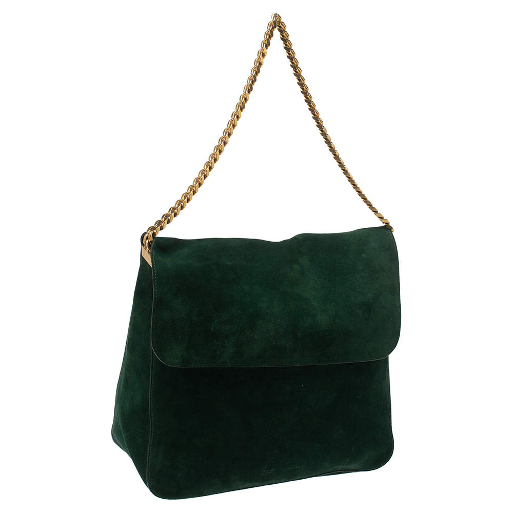 Celine Green Suede Gourmette Shoulder Bag Celine TLC