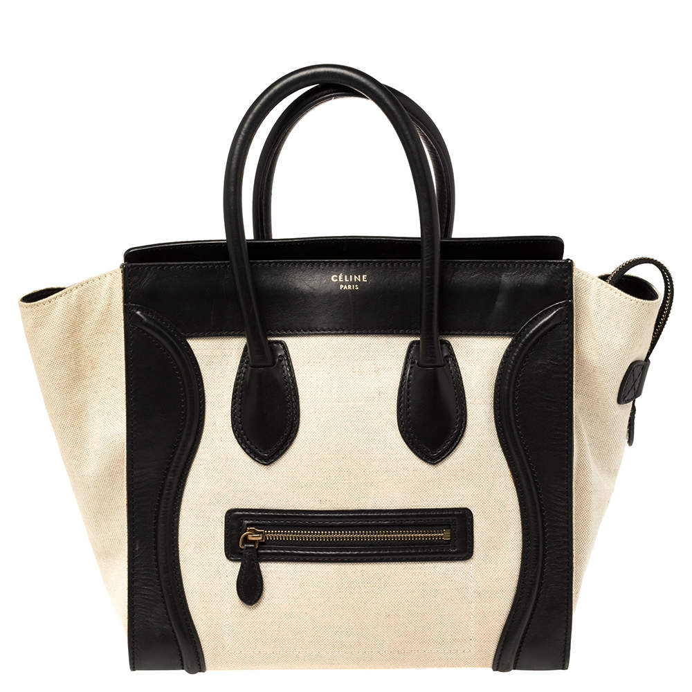 مملوكة مسبقًا Celine Beige/Black Canvas and Leather Mini Luggage Tote