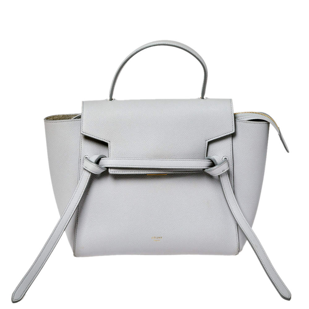 Pre Owned Celine Grey Leather Nano Belt Top Handle Bag