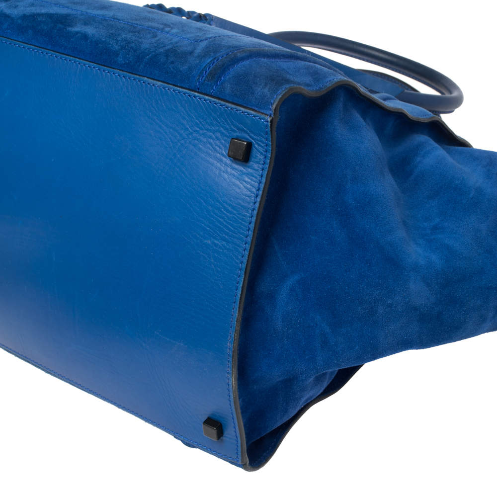 Céline Celine Electric Blue Suede Medium Phantom Luggage Tote ref.332177 -  Joli Closet