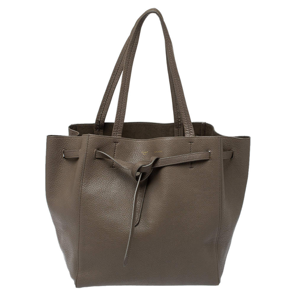 Pre Owned Celine Grey Leather Small Cabas Phantom Tote