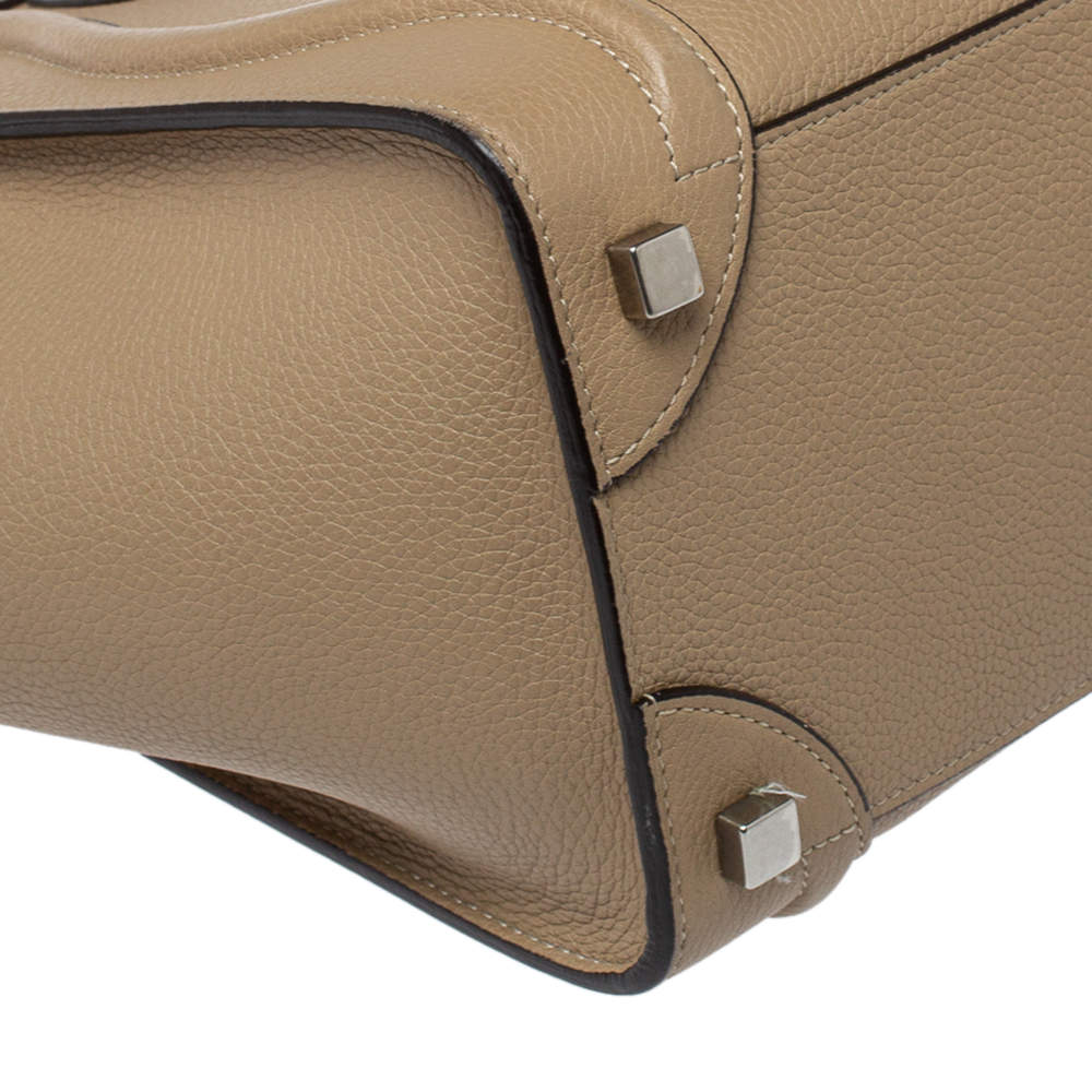 MICRO LUGGAGE HANDBAG IN DRUMMED CALFSKIN - DUNE