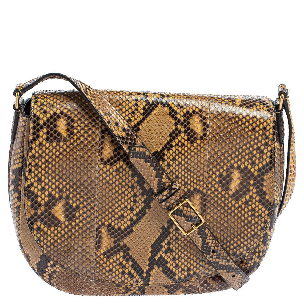 Pre Owned Céline Beige/Black Python Trotteur Shoulder Bag