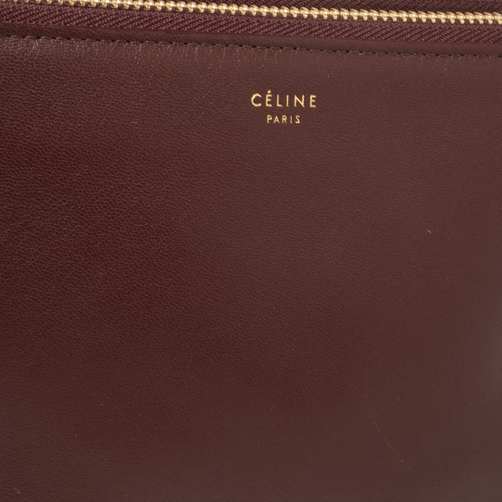 Céline Burgundy Leather Small Trio Zip Crossbody Bag Celine