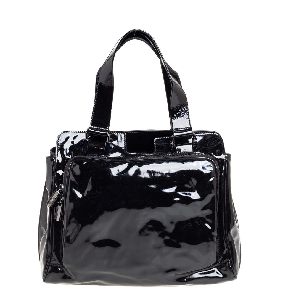 Pre Owned Celine Black Patent Leather Tote