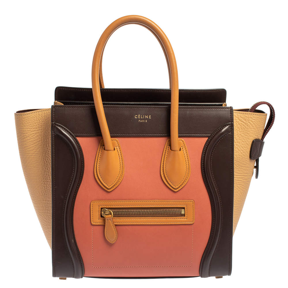 Pre Owned Celine Multicolor Leather Micro Luggage Tote