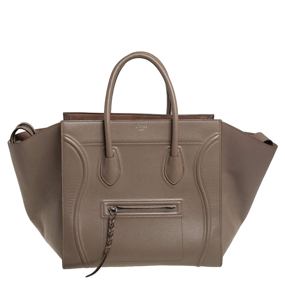 Pre Owned Celine Beige Leather Medium Phantom Luggage Tote