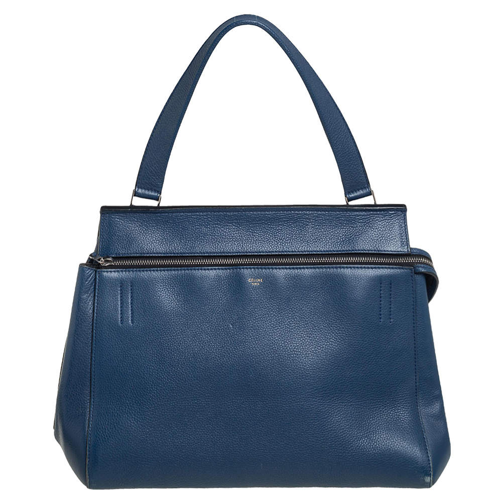 Pre Owned Celine Blue Leather Medium Edge Top Handle Bag
