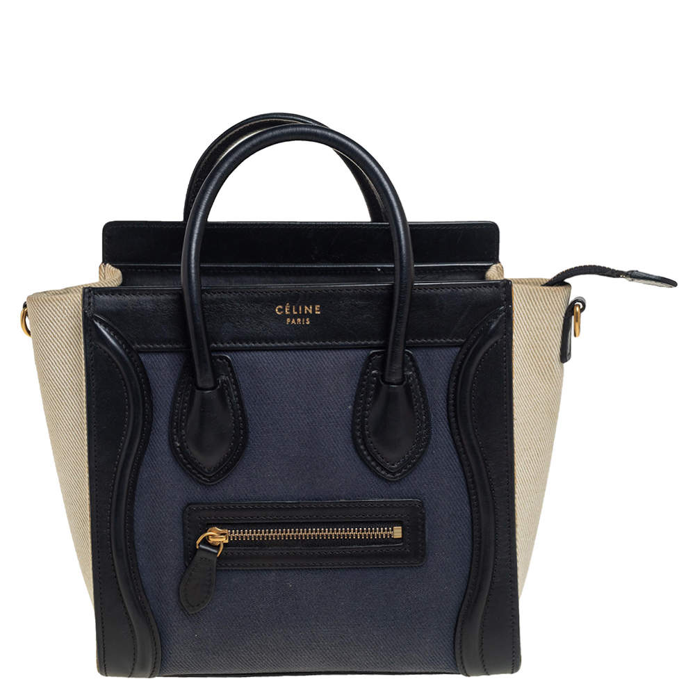 Pre Owned Céline Tri Color Leather Nano Luggage Tote