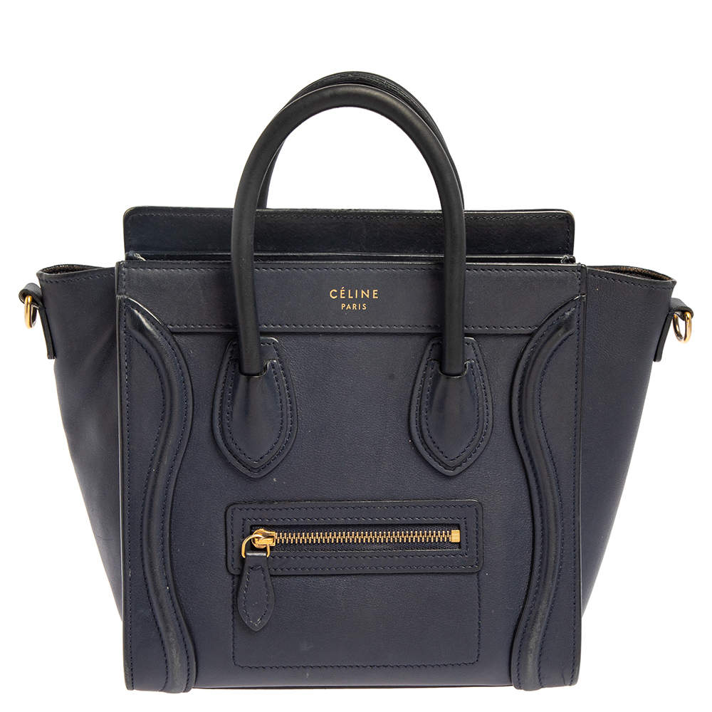 Pre Owned حقيبة يد سيلين نانو لاغدغ جلد أزرق