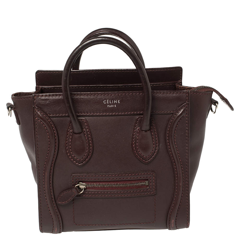 مملوكة مسبقًا Céline Burgundy Leather Nano Luggage Tote