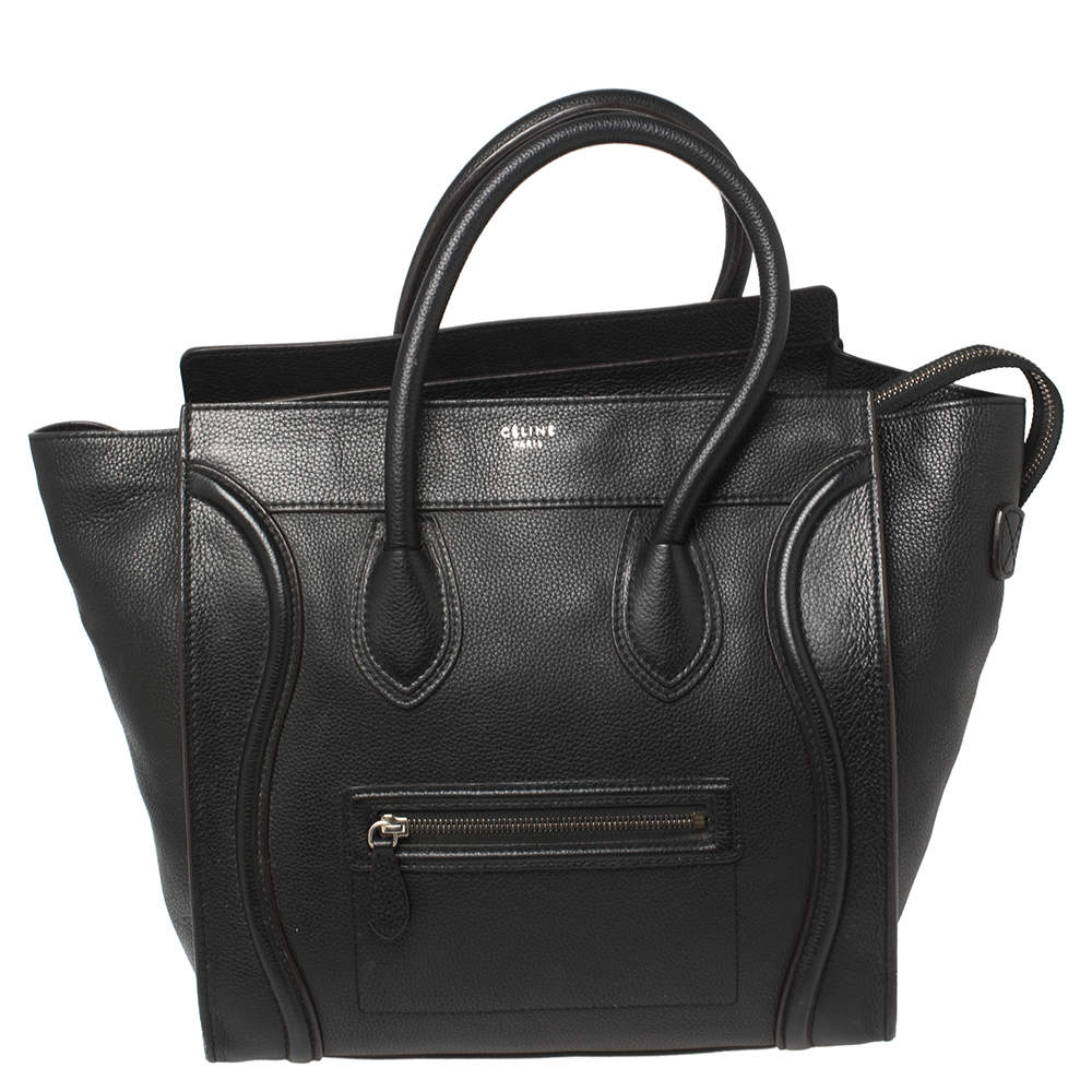 Pre Owned Celine Black Leather Mini Luggage Tote