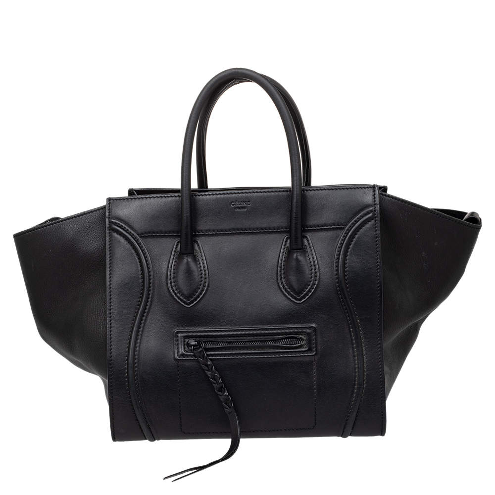 Pre Owned  Celine Black Leather Medium Phantom Luggage Tote