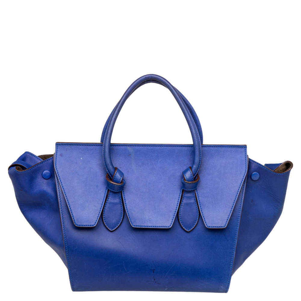 Pre Owned Celine Blue Leather Mini Tie Tote