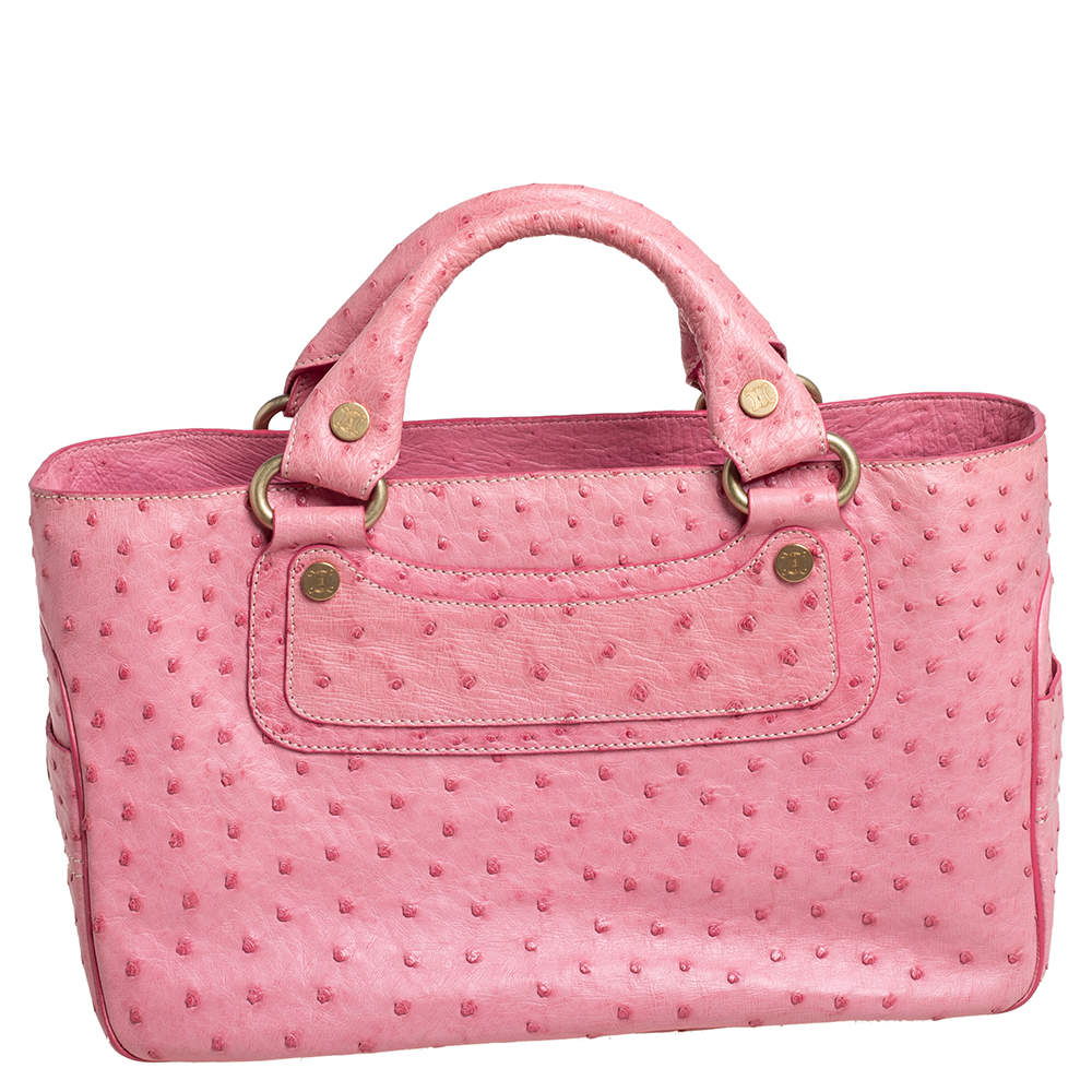 Pre Owned Celine Pink Ostrich Boogie Tote