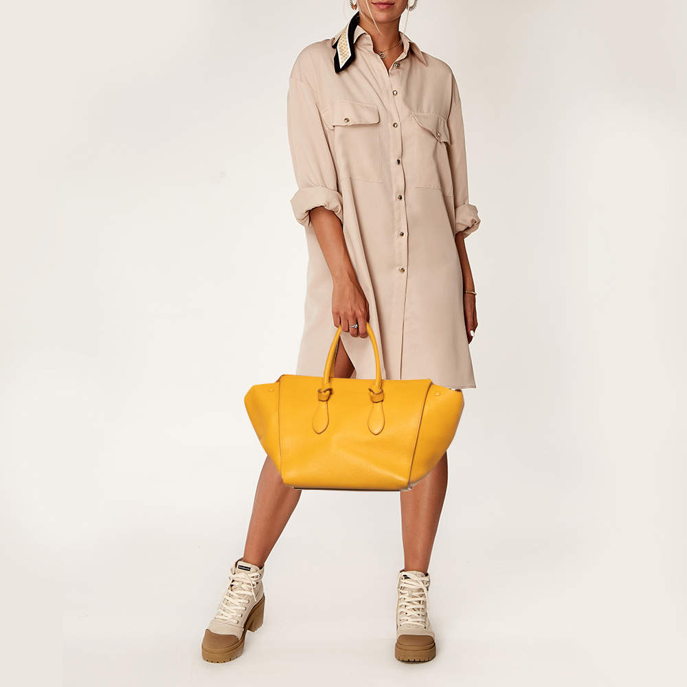 Celine Yellow Leather Mini Luggage Tote