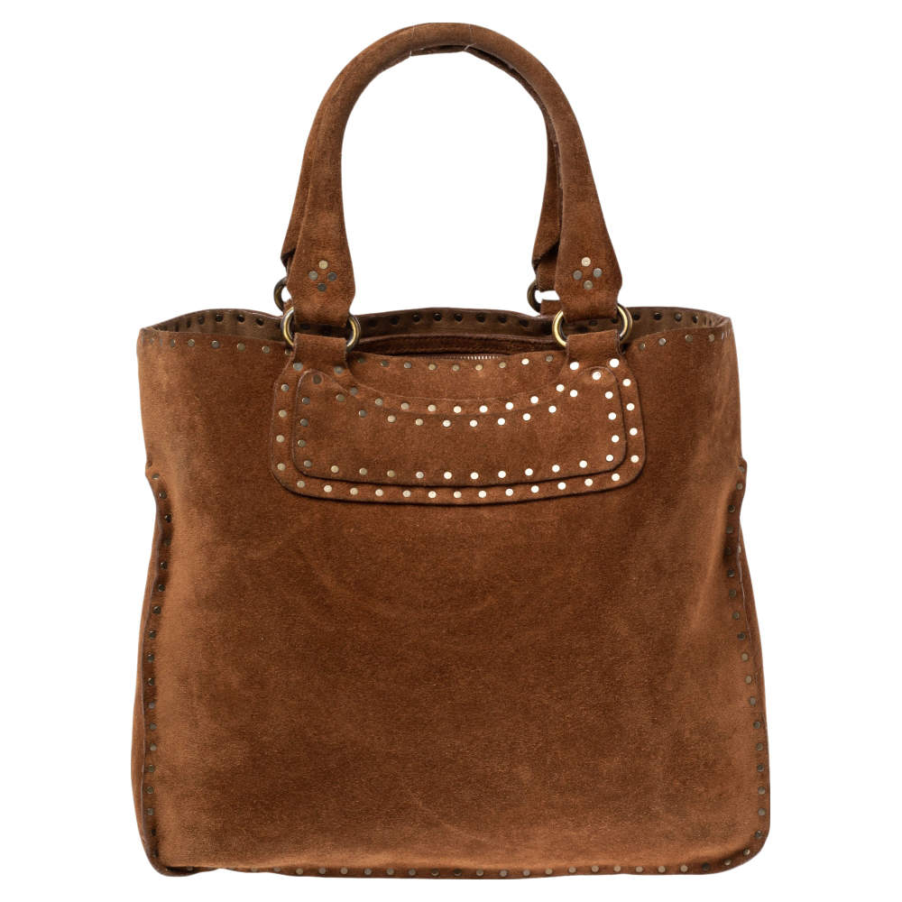 Pre Owned Celine Brown Nubuck Leather Boogie Shopper Tote  