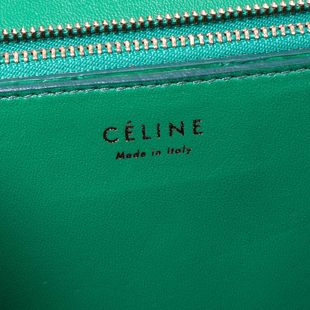 Celine medium box bag in blue green teal pebbles leather