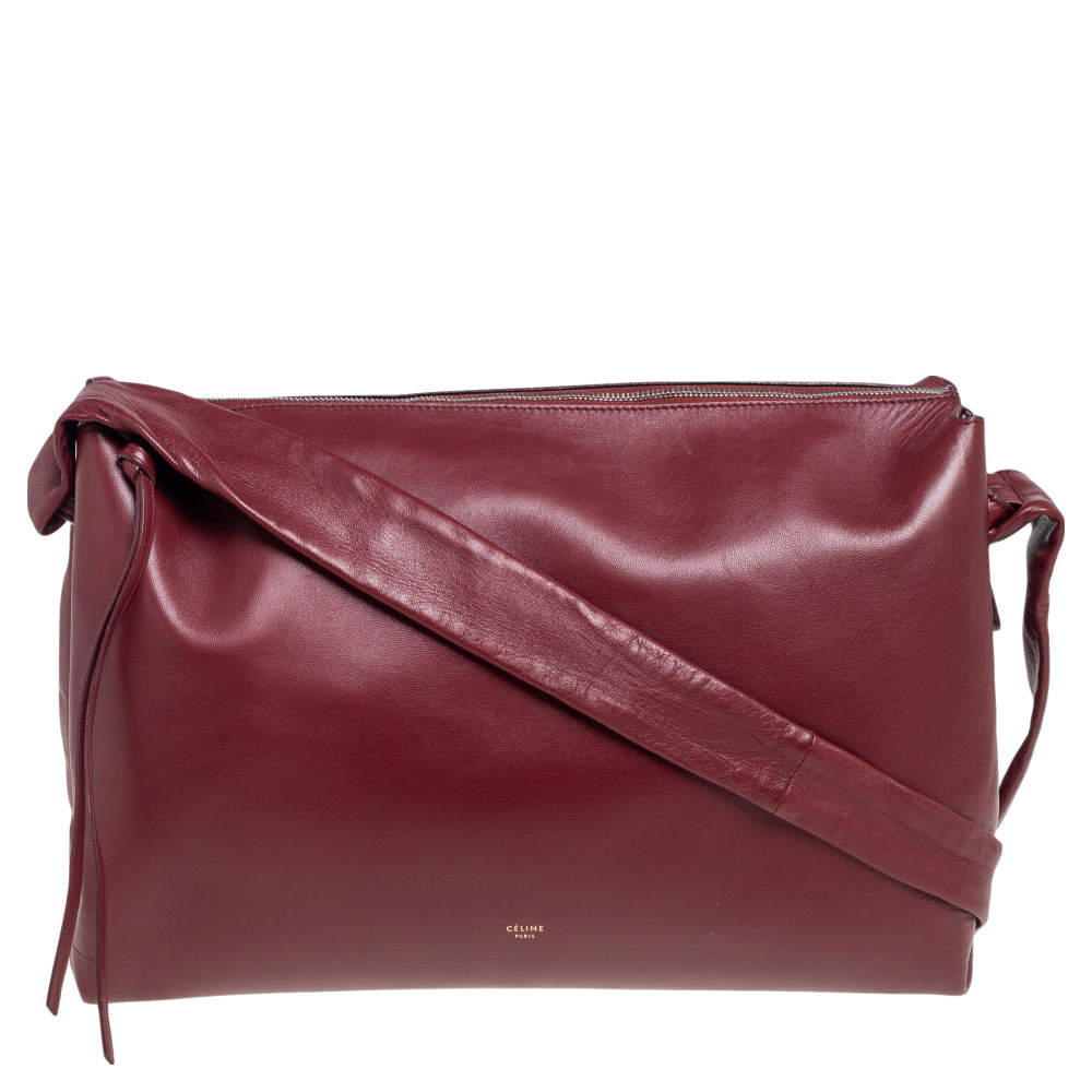 Celine Maroon Leather Messenger Bag