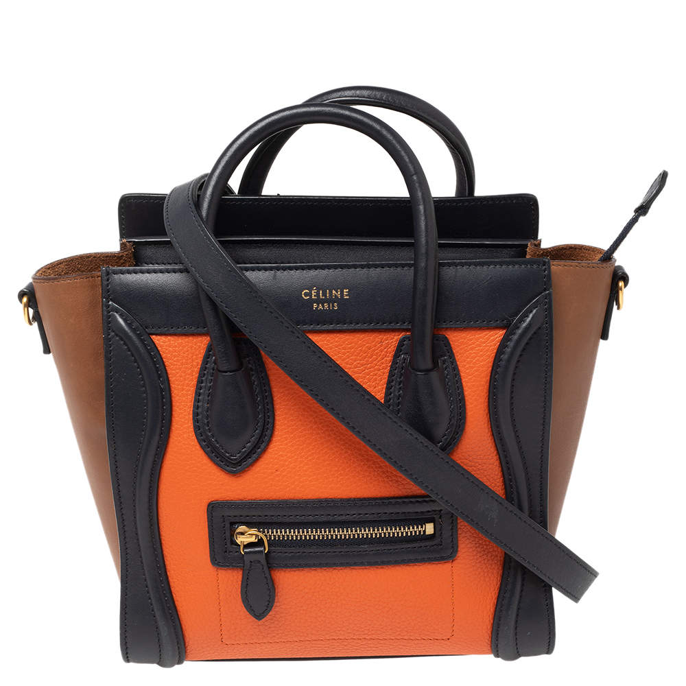 مملوكة مسبقًا حقيبة يد سيلين نانو لاغيدج جلد ثلاثي اللون