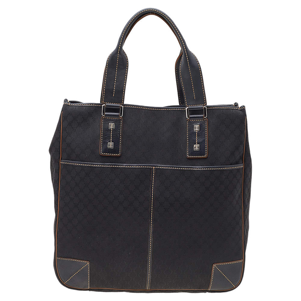 Pre Owned Celine Black Macadam Canvas And Leather Tote