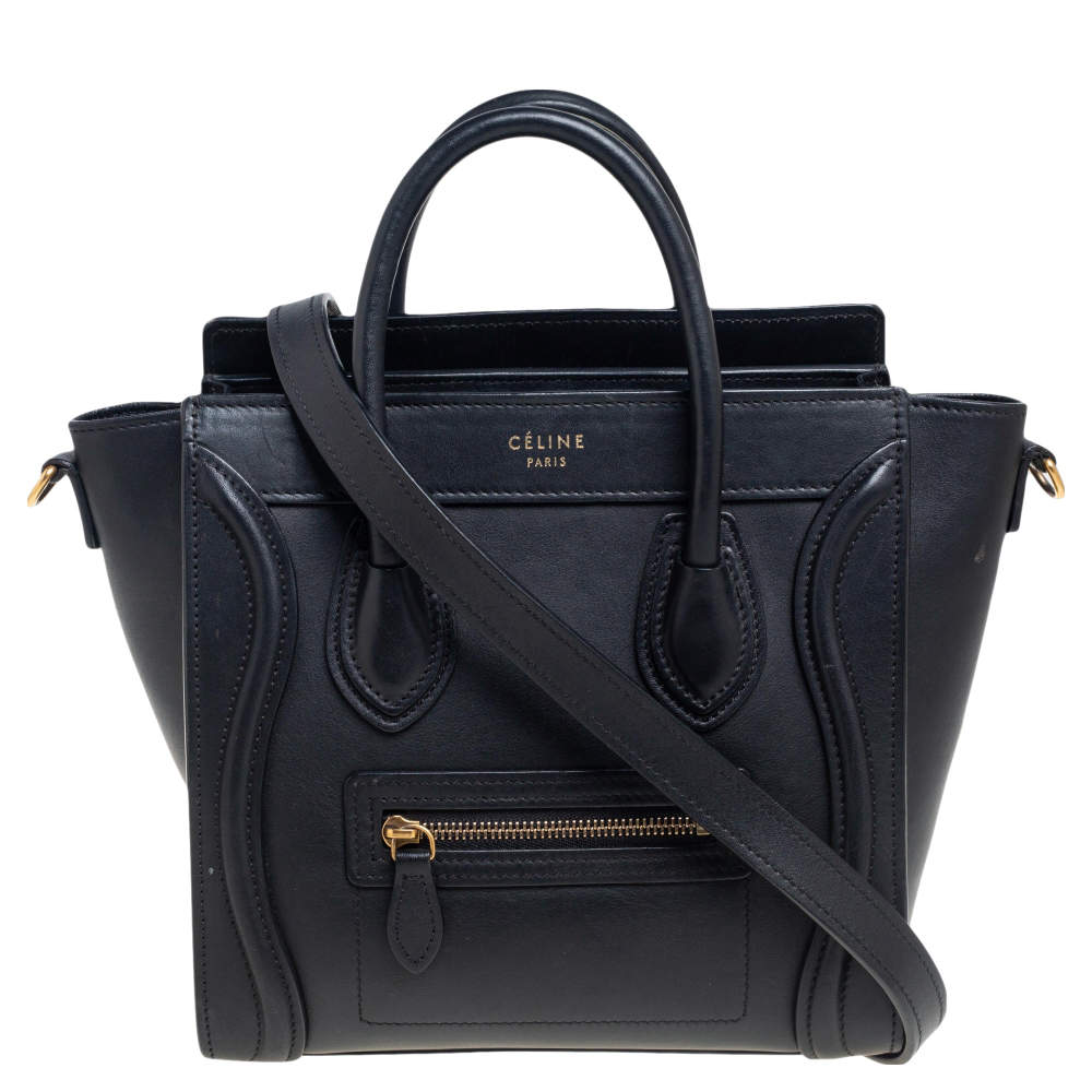Pre Owned Céline Black Leather Nano Luggage Tote