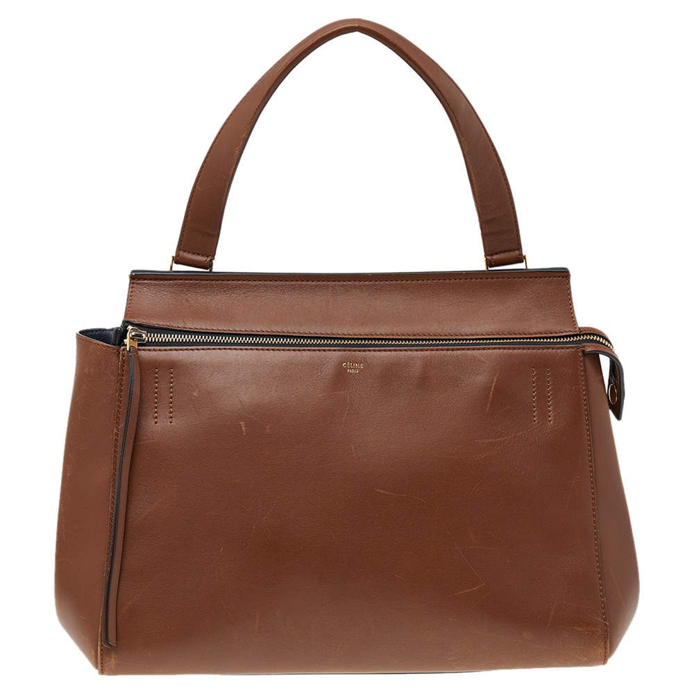 Pre Owned Celine Brown Leather Medium Edge Top Handle Bag