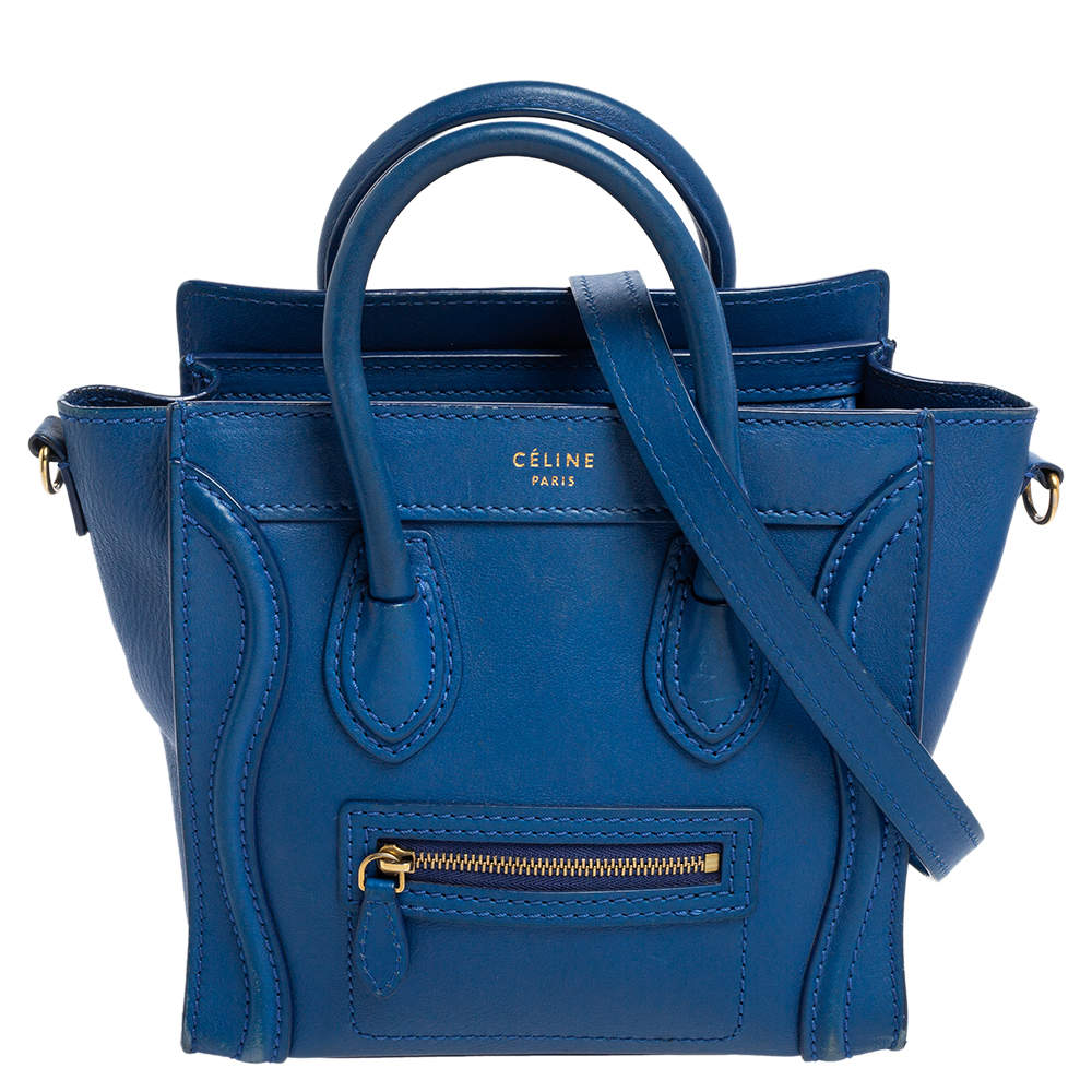 Pre Owned حقيبة يد توتس سيلين نانو لاغيدج جلد أزرق