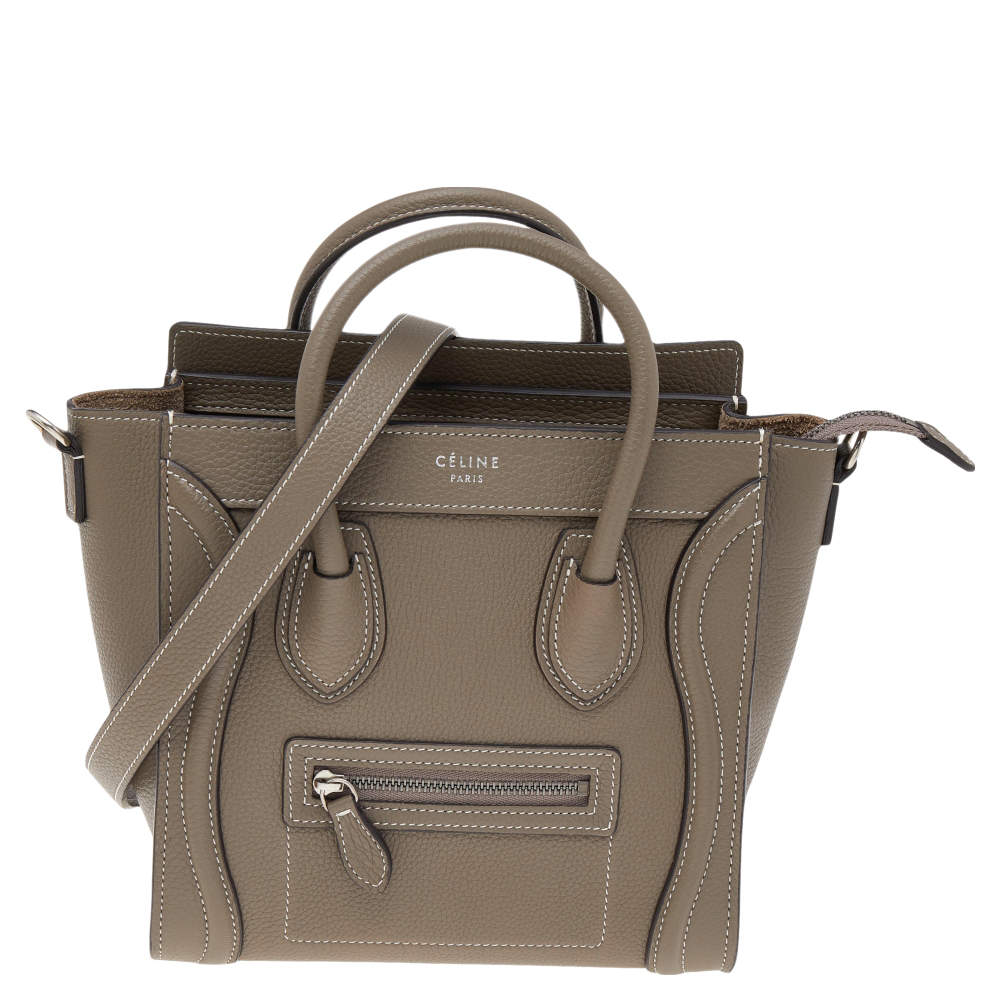 Pre Owned Céline Grey Leather Nano Luggage Tote