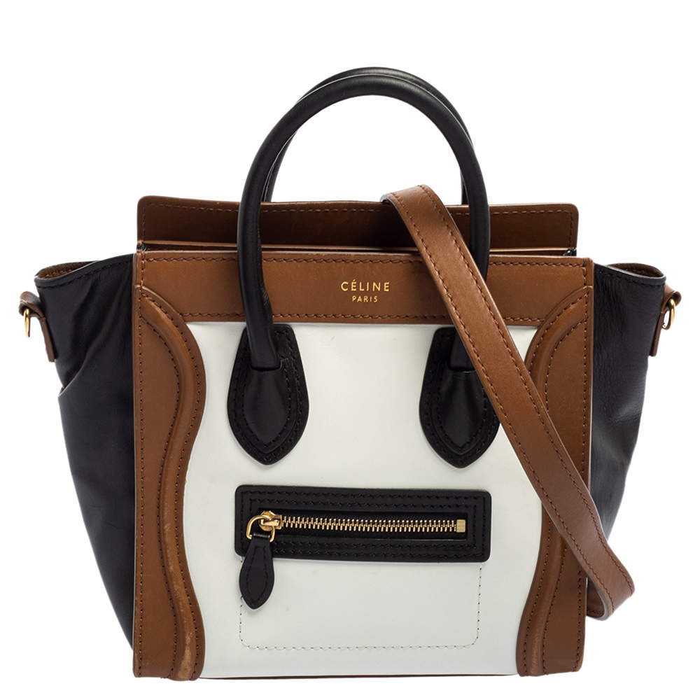 Pre Owned Celine Tricolor Leather Nano Luggage Tote