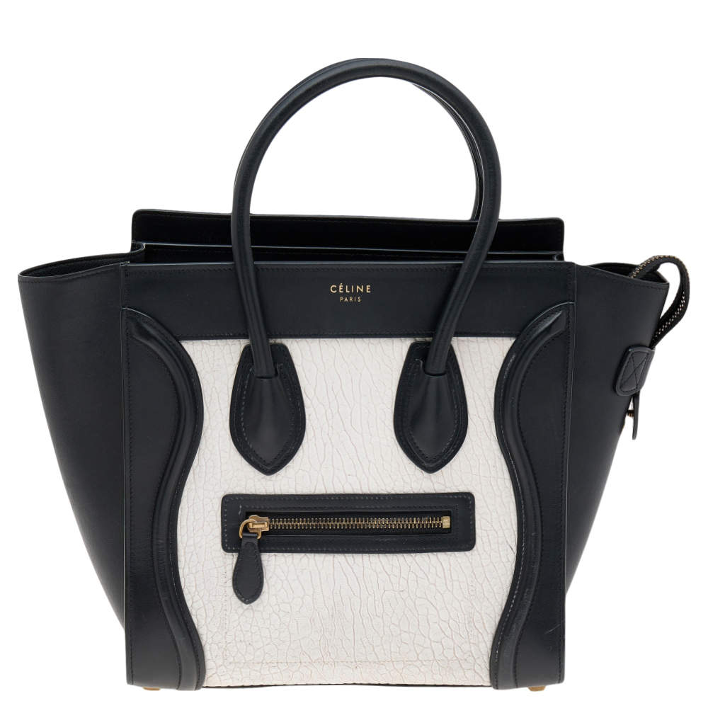 Celine Black/White Leather Micro Luggage Tote Celine | TLC