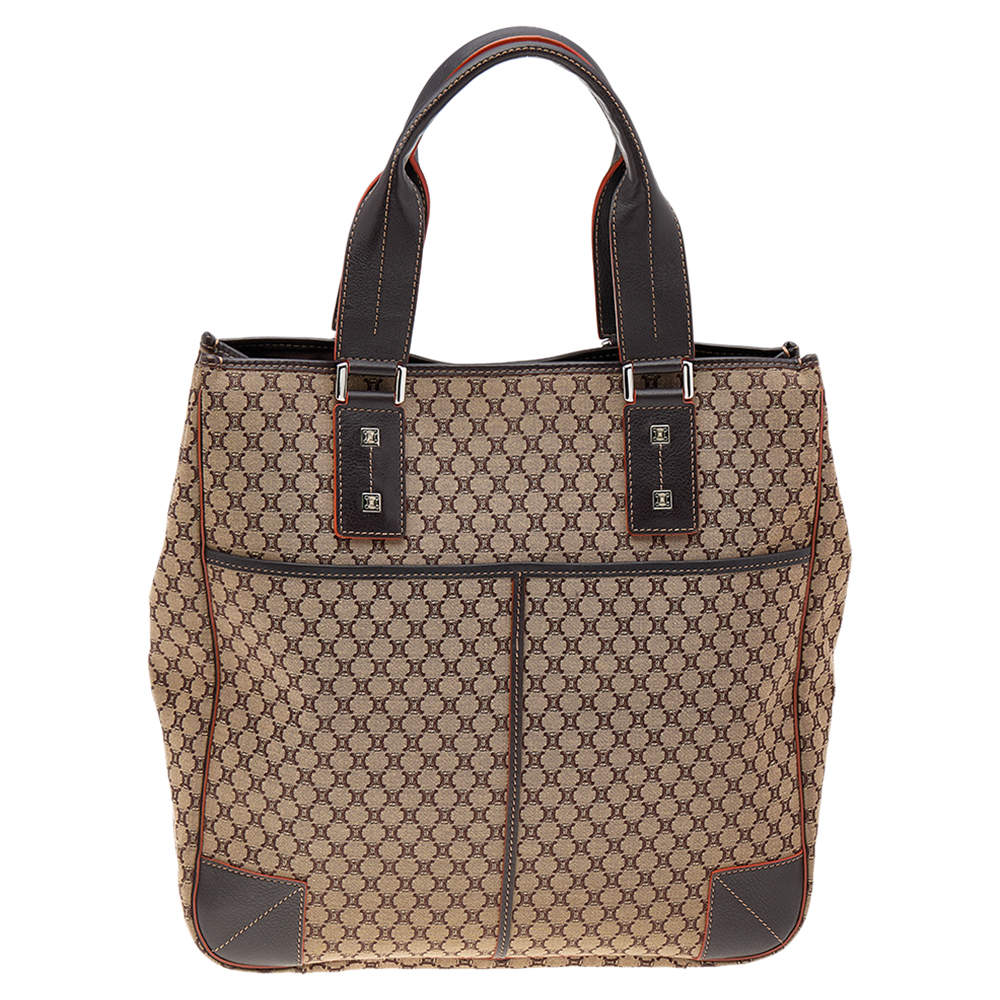 Pre Owned Celine Brown Macadam Canvas and Leather Tote