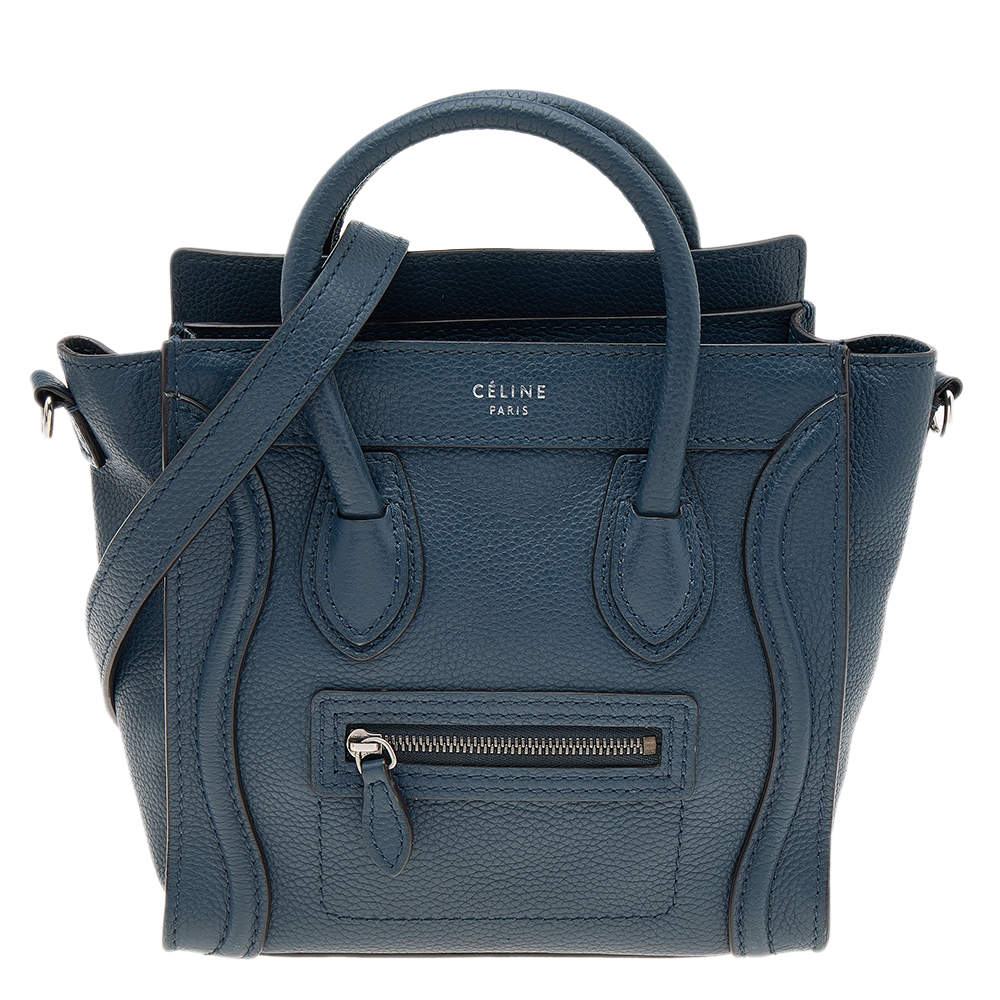 Celine Blue Leather Nano Luggage Tote Celine TLC