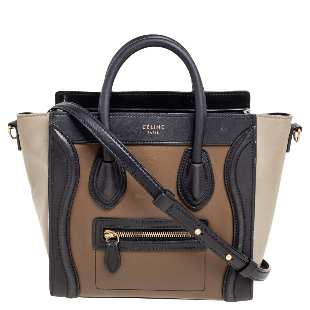 Pre Owned حقيبة يد سيلين نانو لاغيدج جلد ثلاثي اللون