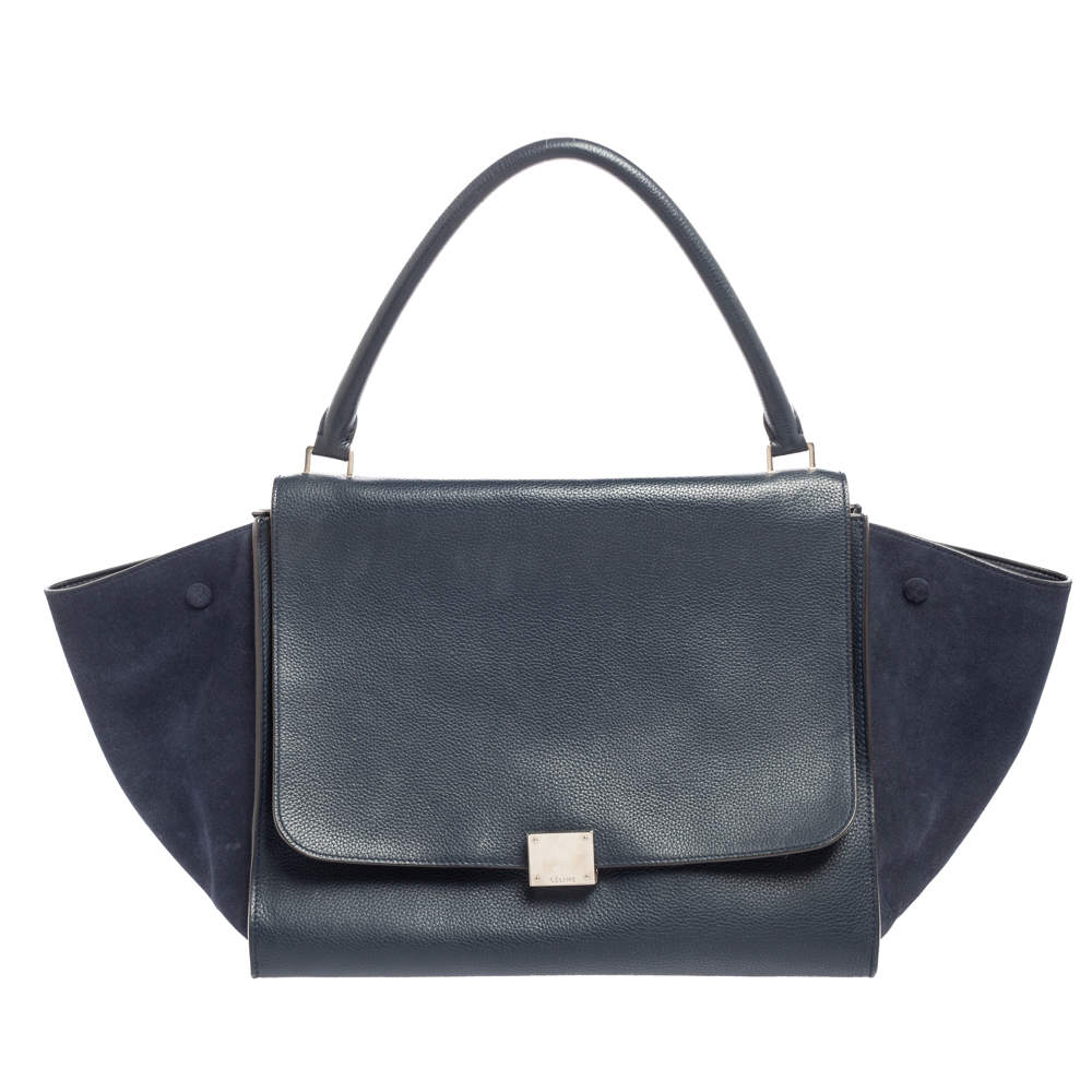 Pre Owned Celine Dark Blue Leather Top Handle Bag